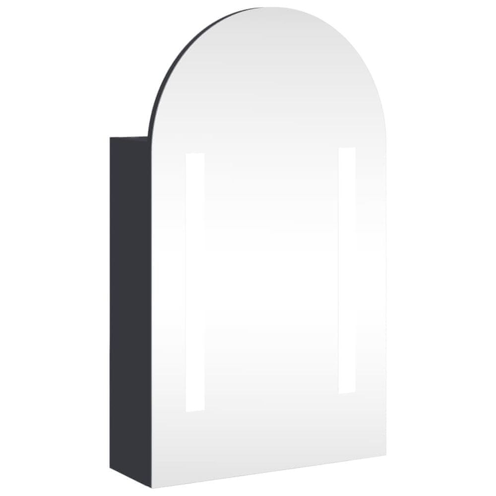 Vidaxl Kúpeľňová zrkadlová skrinka s LED oblúková šedá 42x13x70 cm